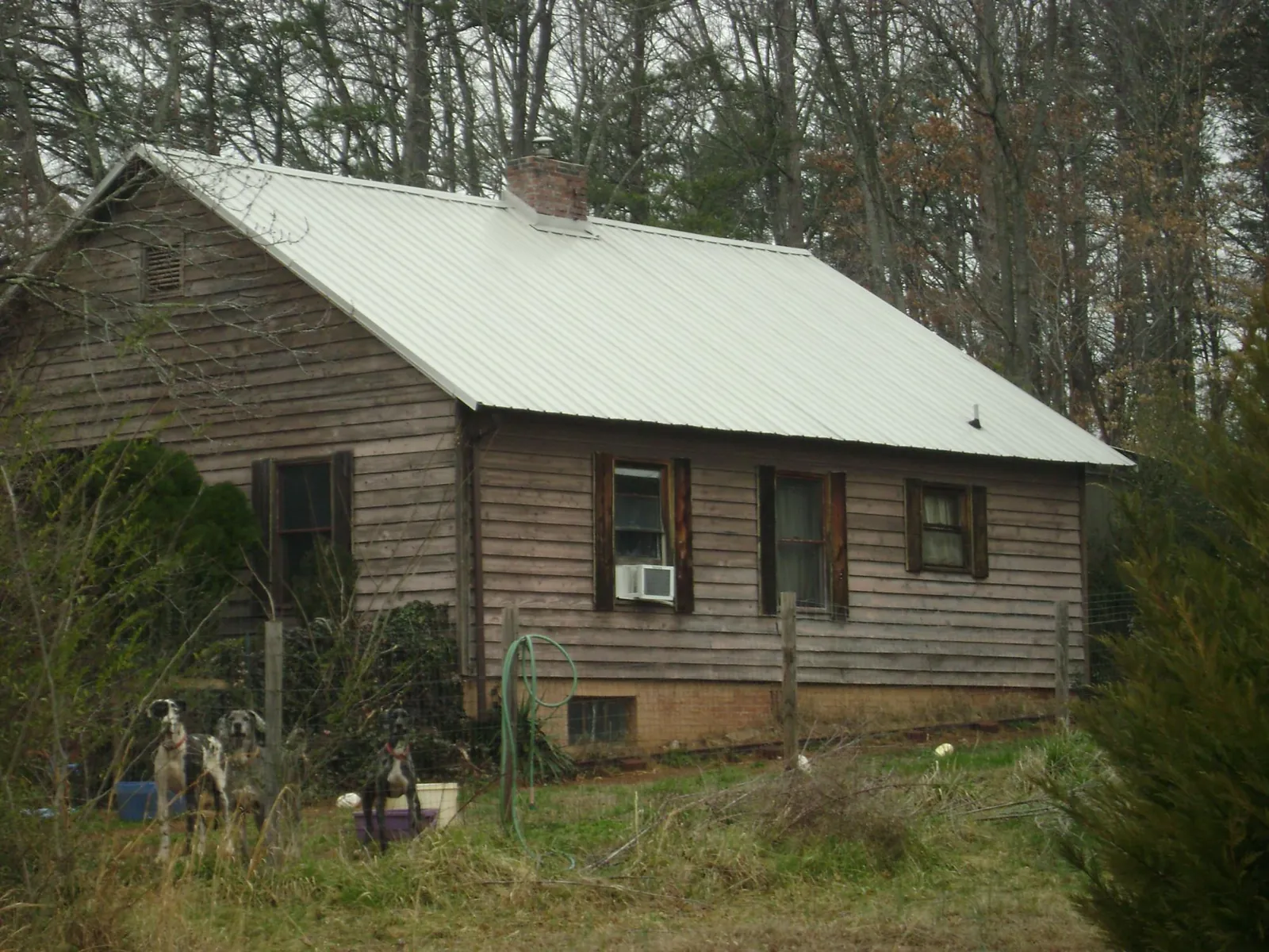 White metal roof on an old wood sided farmhouse, from a Asphalt Shingle Roof Repair job in Guthrie Center